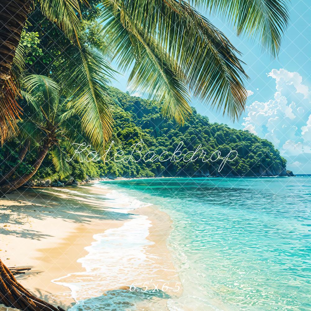 Kate Plage Été Mer Tropical Palmiers Toile de fond conçue par Emetselch - Kate Backdrop FR