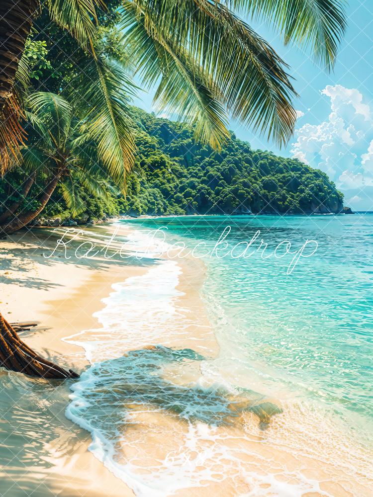 Kate Plage Été Mer Tropical Palmiers Toile de fond conçue par Emetselch - Kate Backdrop FR