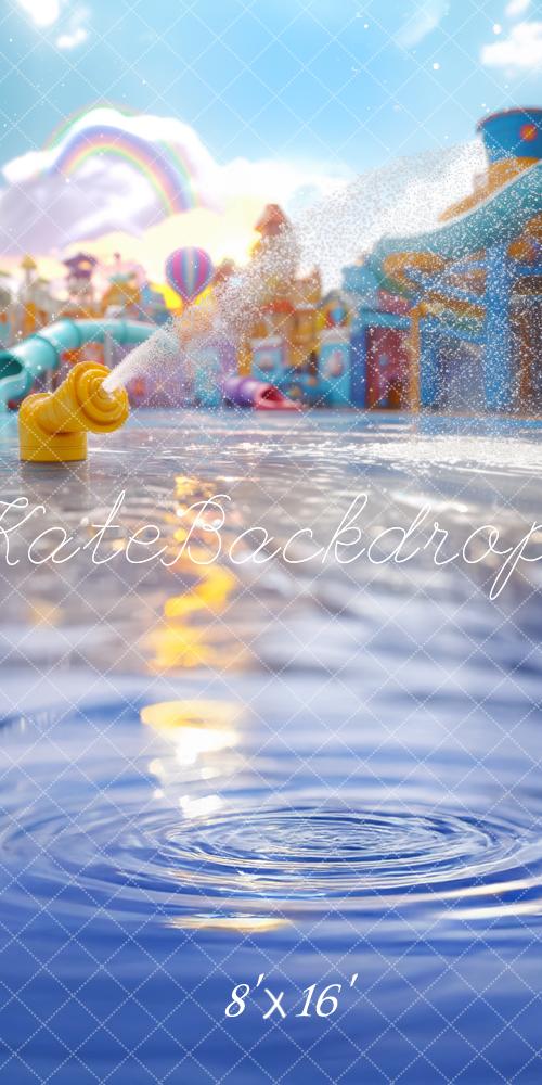 Kate Sweep Mur-à-Sol Été Parc aquatique Jeux Toile de fond conçue par Mini MakeBelieve