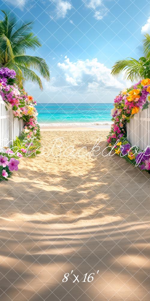 Kate Sweep Mur-à-Sol Été Plage Tropical Allée Toile de fond conçue par Mini MakeBelieve