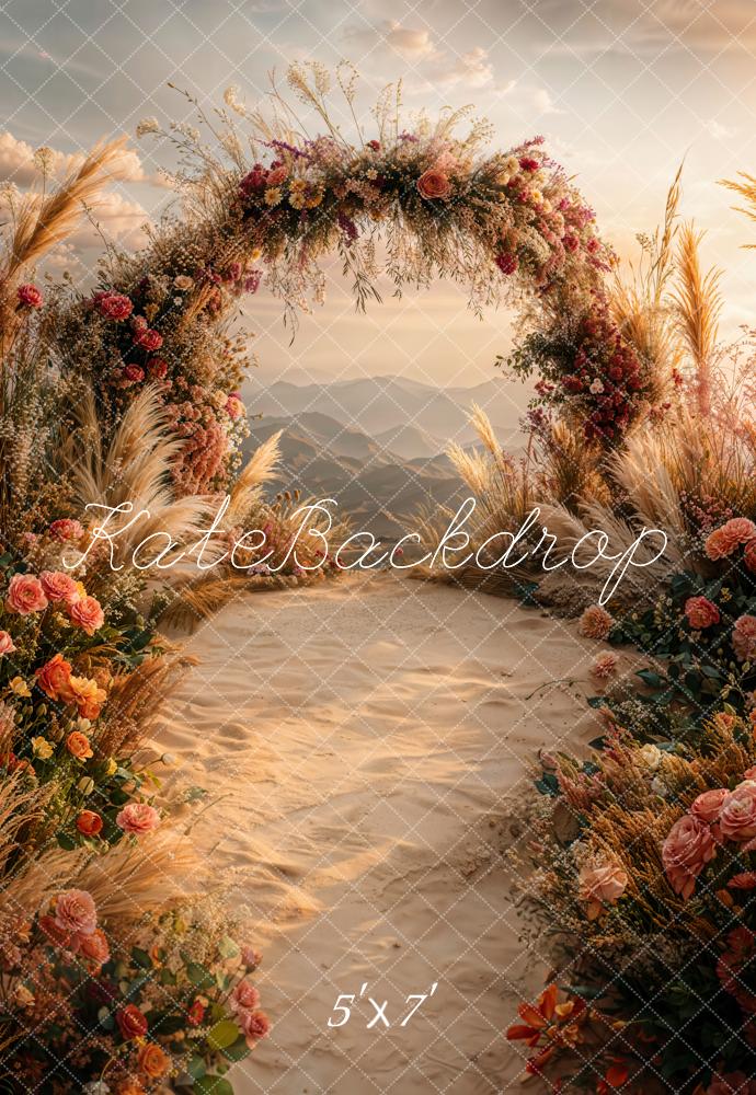 Kate Été Sable Arche Fleurs Bohème Toile de fond conçue par Emetselch - Kate Backdrop FR