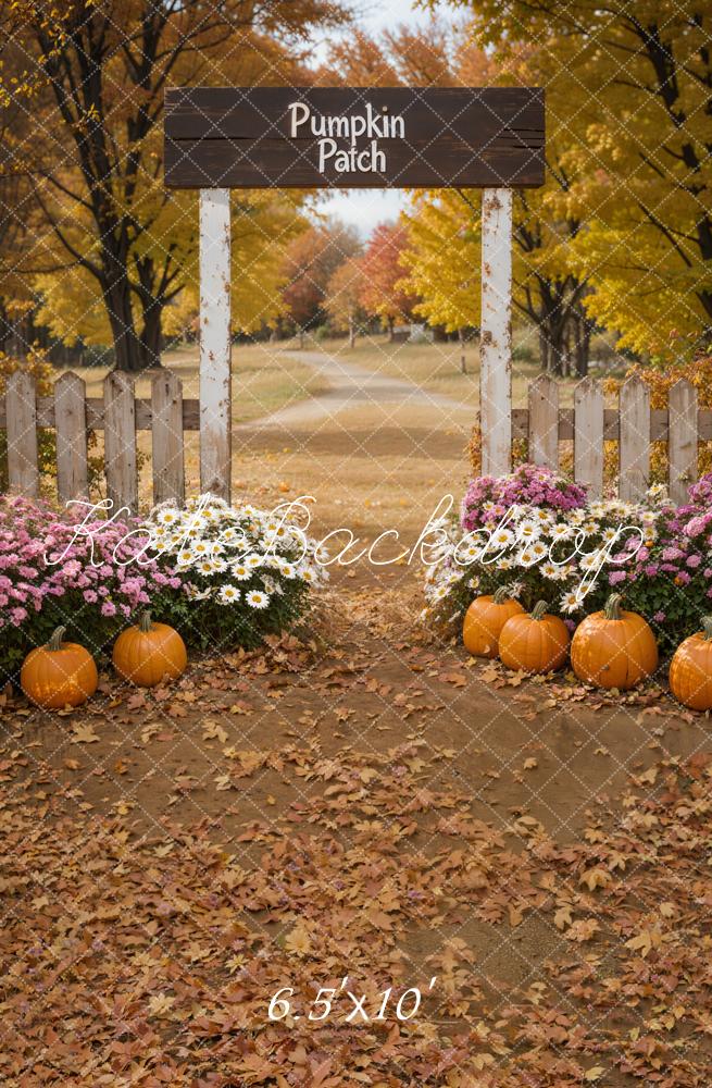 Kate Automne Citrouille Fleur Clôture Toile de fond conçue par Emetselch - Kate Backdrop FR