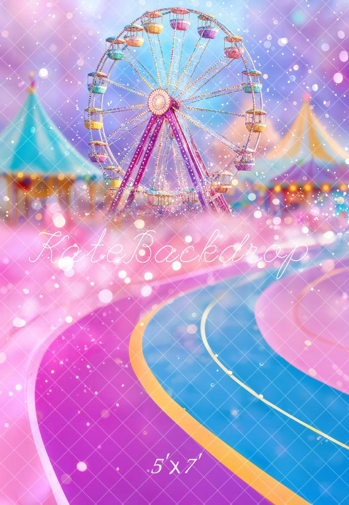 Kate Grande Roue Parc d'attractions Rose Bokeh Toile de fond conçue par Emetselch