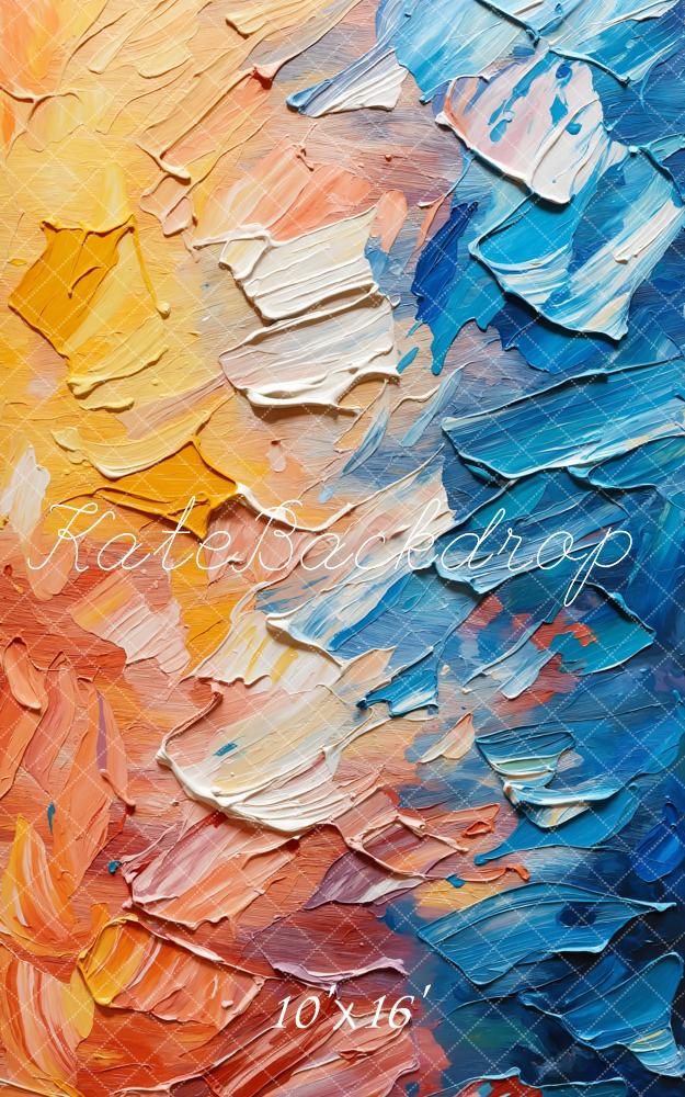 Kate Abstrait Coloré Peinture Portrait Toile de fond conçue par GQ - Kate Backdrop FR