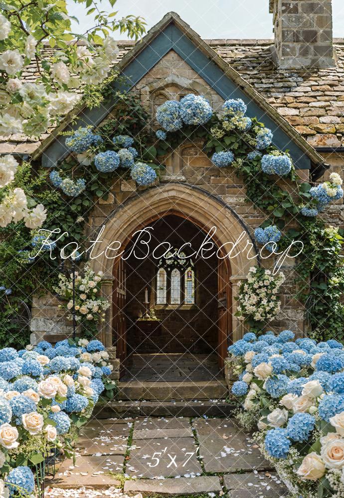 Kate Été Arche Fleurs Maison Bydrangeas Toile de fond conçue par Emetselch - Kate Backdrop FR