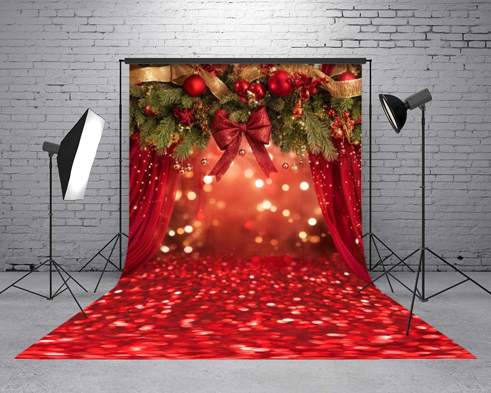Kate Sweep Mur-à-Sol Noël Guirlande Or Rouge Toile de fond conçue par Emetselch