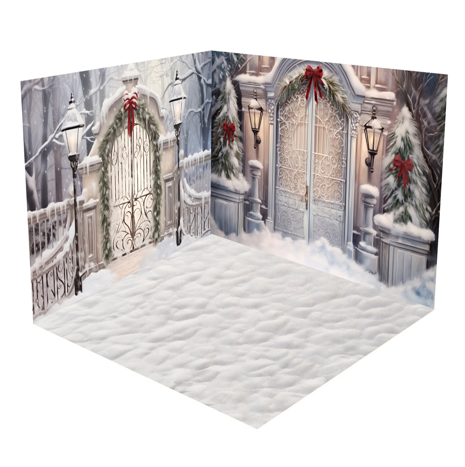 Kate Hiver Noël Blanc Porte enneigée Ensemble de chambre (8pix8pi&10pix8pi&8pix10pi) - Kate Backdrop FR