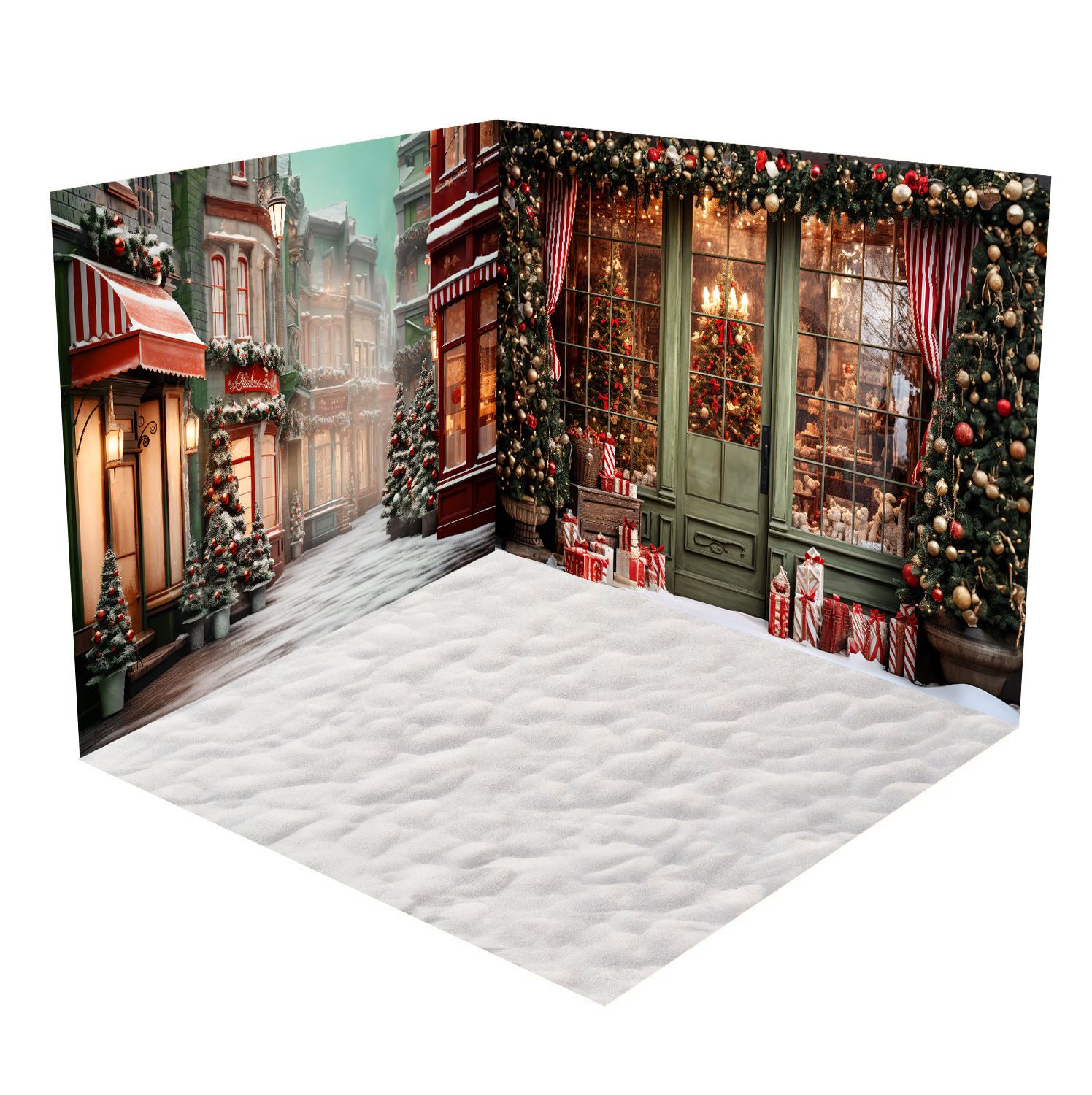 Kate Hiver Noël Magasin Rue Ensemble de chambre (8pix8pi&10pix8pi&8pix10pi) - Kate Backdrop FR