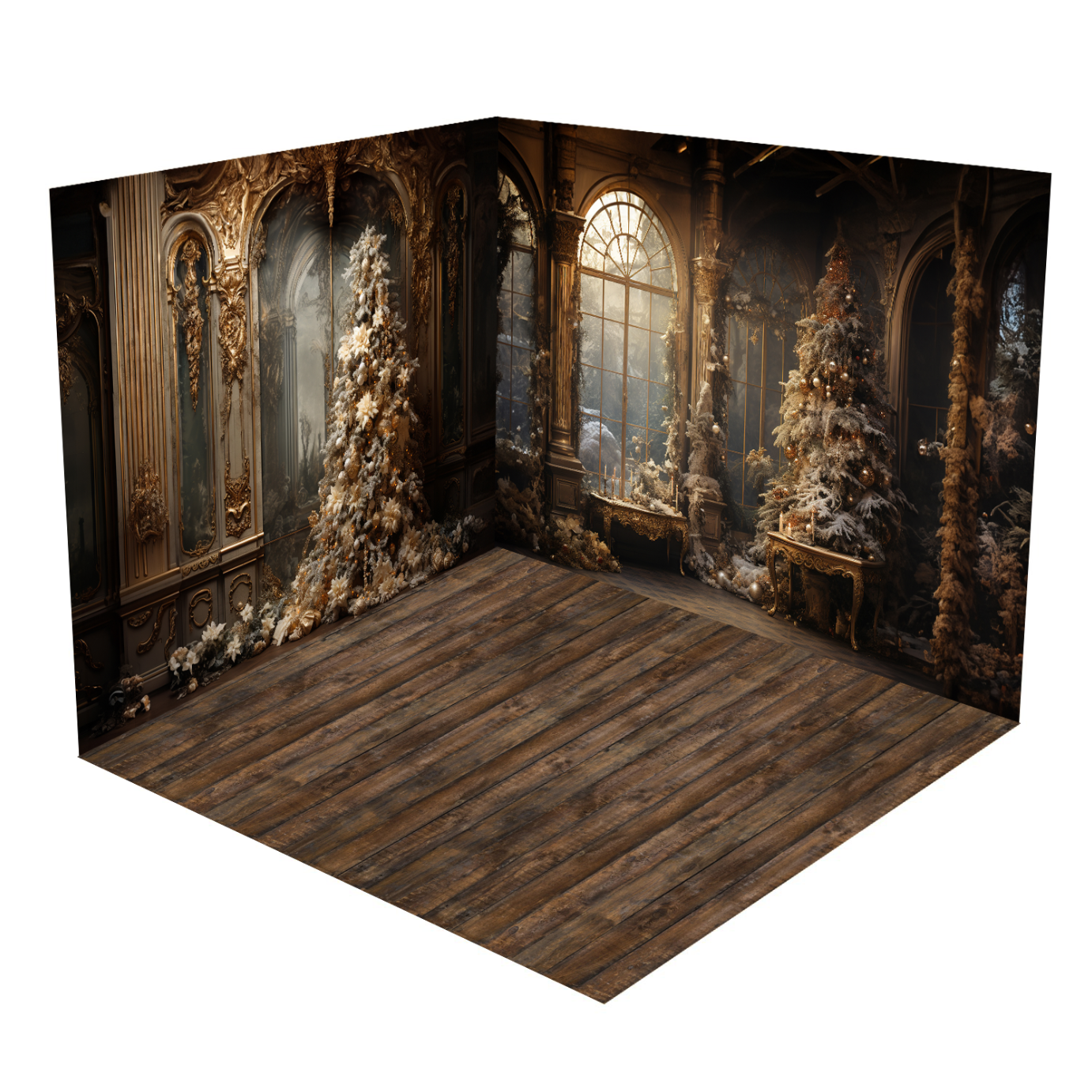 Kate Vintage Arbre de Noël Rétro Ensemble de chambre (8ftx8ft&10ftx8ft&8ftx10ft)