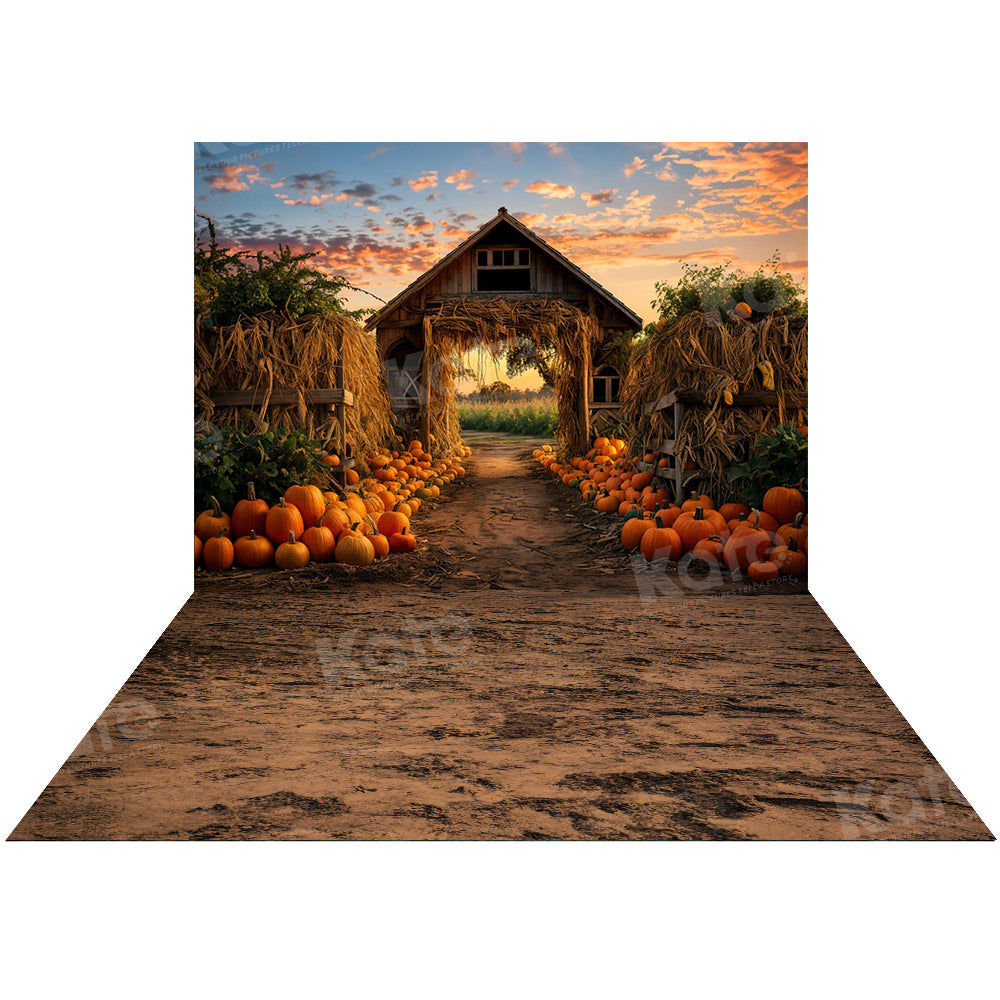 Kate Automne Ferme de citrouilles Toile de fond+Sol Terroir Toile de fond - Kate Backdrop FR