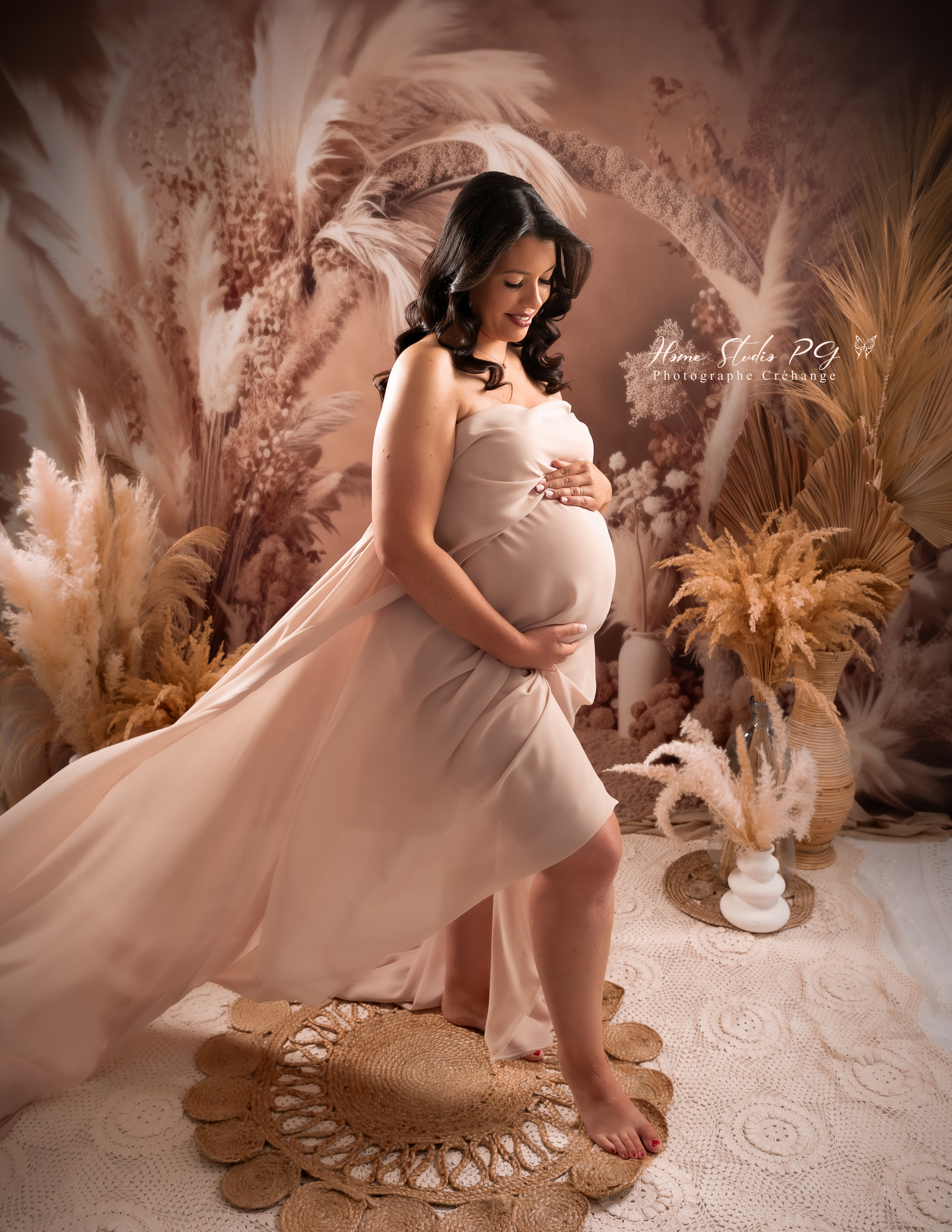 Kate Bohème Fleurs séchées Arc neutre Toile de fond conçue par Mandy Ringe - Kate Backdrop FR