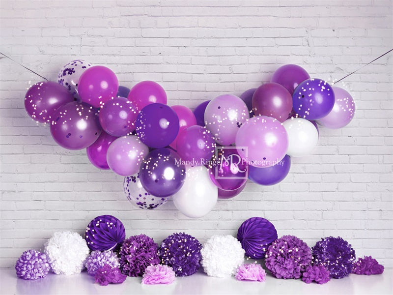 Kate Guirlande de ballons Anniversaire Violet Toile de fond conçue par Mandy Ringe