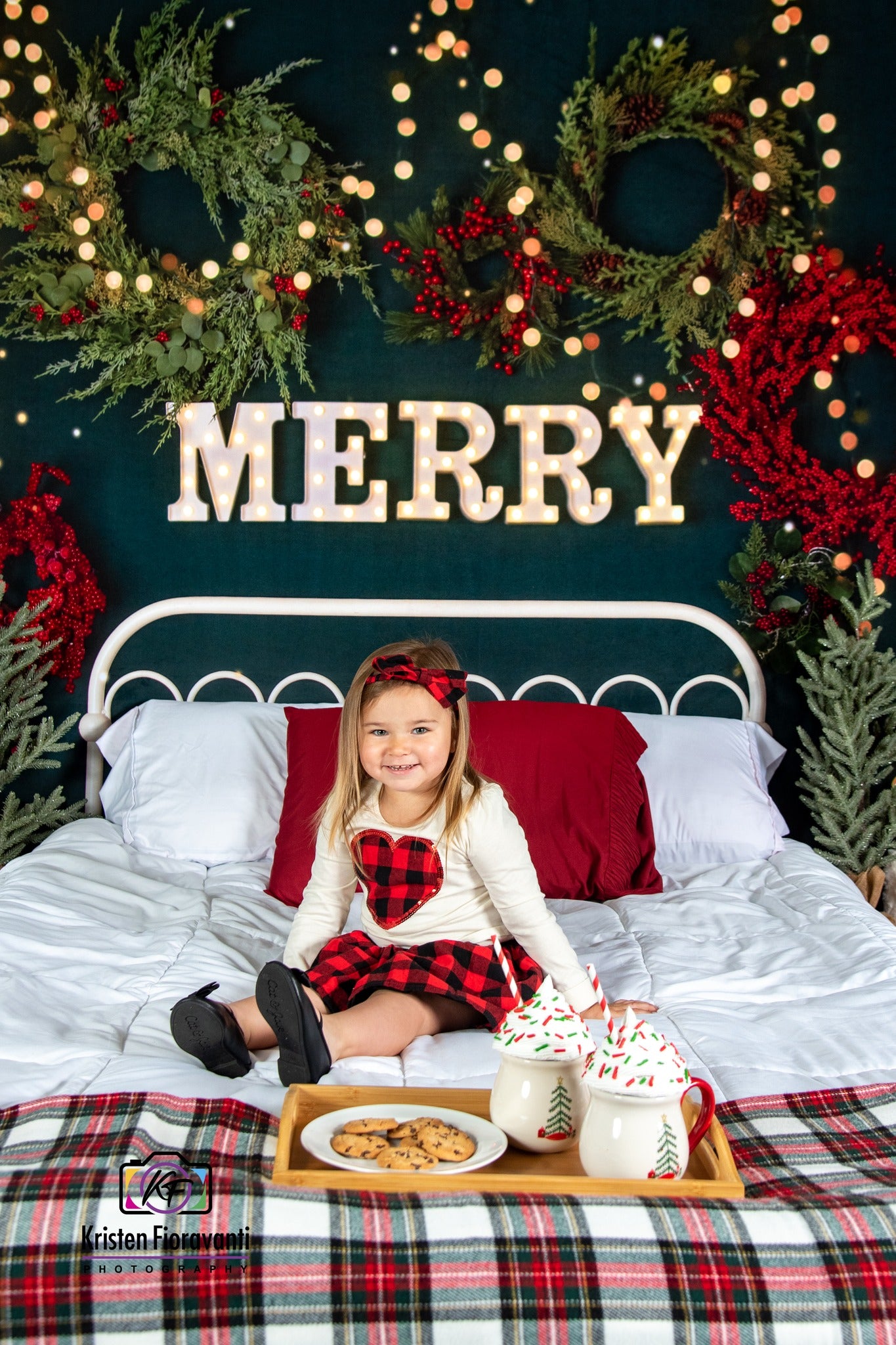 Kate Joyeux Noël Scintillait Tête de lit Toile de Fond conçue par Mandy Ringe - Kate Backdrop FR
