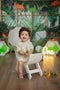 Kate Jungle Vert Dinosaures Enfant Toile de fond conçue par Jenna Onyia - Kate Backdrop FR