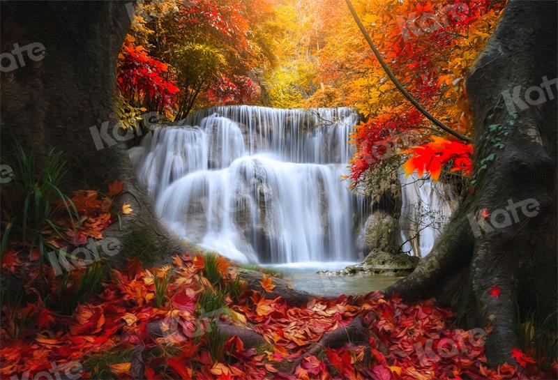 Kate Automne Forêt Cascade Feuilles Toile de fond pour la photographie - Kate Backdrop FR