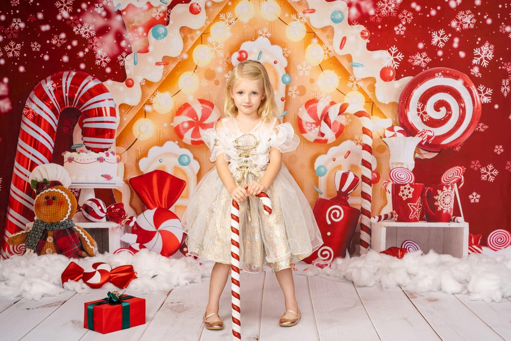 Kate Bonbons Maison de pain d'épice Noël Toile de fond pour la photographie - Kate Backdrop FR