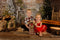 Kate Simple Sapin de Noël Mur de briques Toile de fond conçue par Mandy Ringe - Kate Backdrop FR