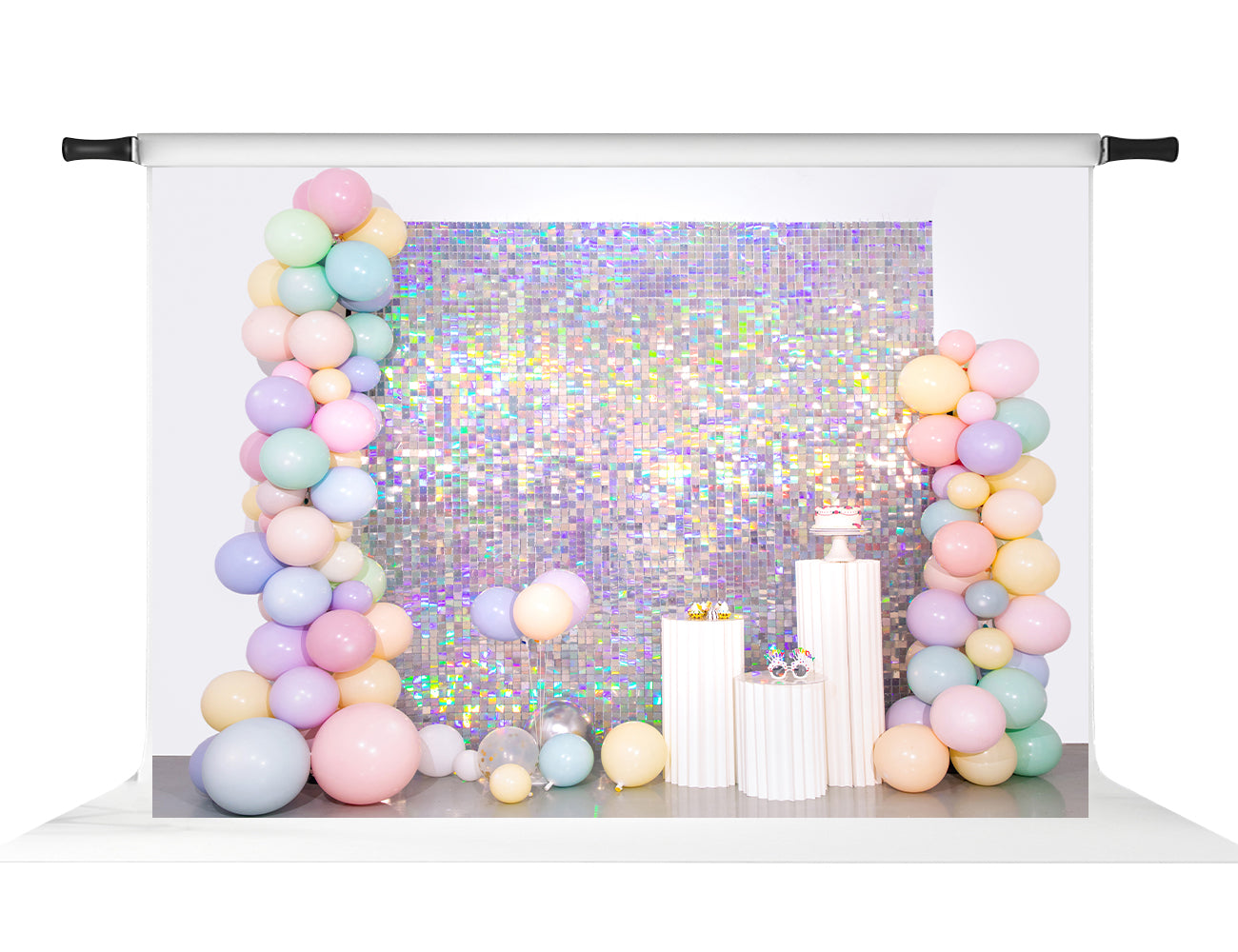 Kate Paillettes Ballons Fête Anniversaire Violet Toile de fond conçu par Emetselch - Kate Backdrop FR