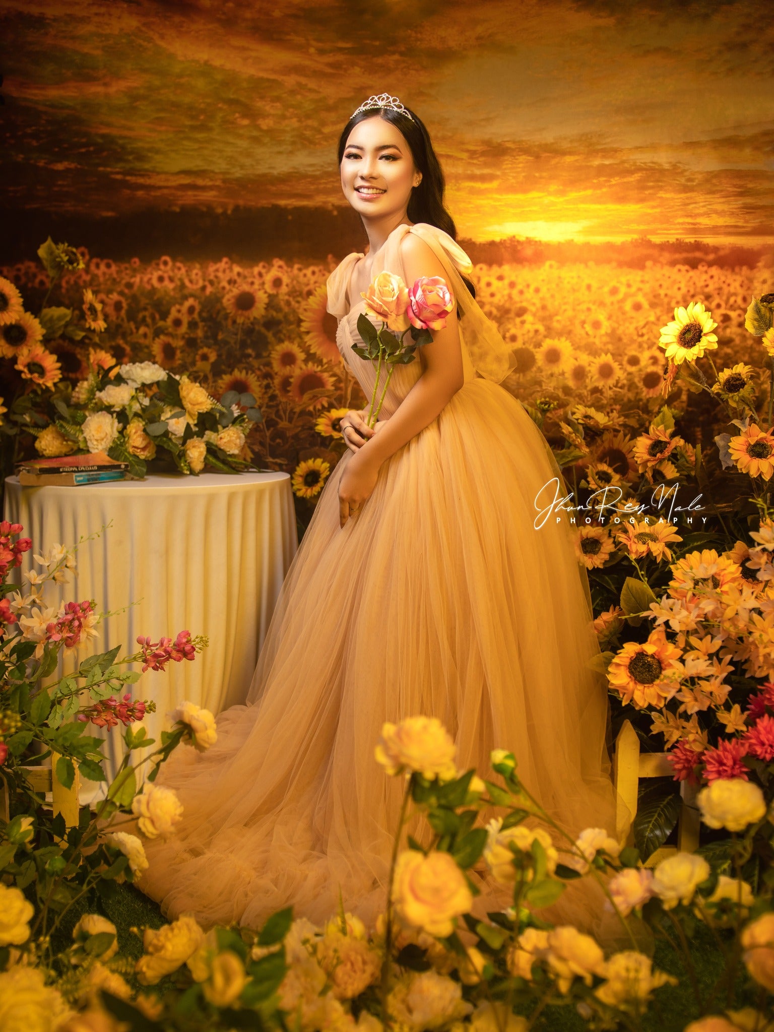 Kate Coucher de soleil Champ de tournesol Automne Toile de fond Conçu par Chain Photographie - Kate Backdrop FR