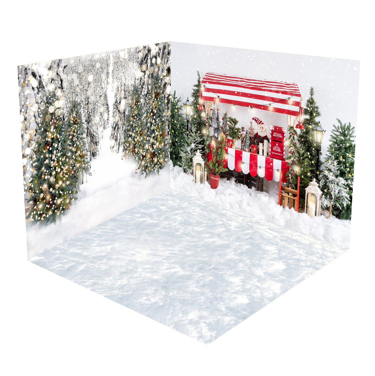 Kate Noël Extérieur Neige Arbre Ferme Ensemble de chambre (8pix8pi&10pix8pi&8pix10pi) - Kate Backdrop FR