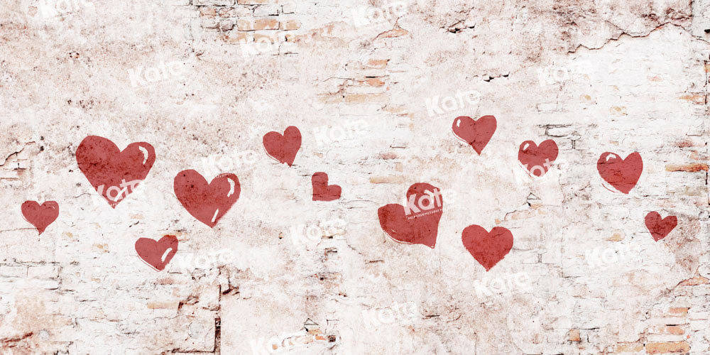 Kate Saint-Valentin Coeur Peint Mur Rétro Toile de fond conçue par Kate Image - Kate Backdrop FR