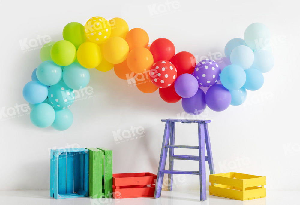 Kate Coloré Ballons Anniversaire Escalier Toile de fond conçue par Emetselch