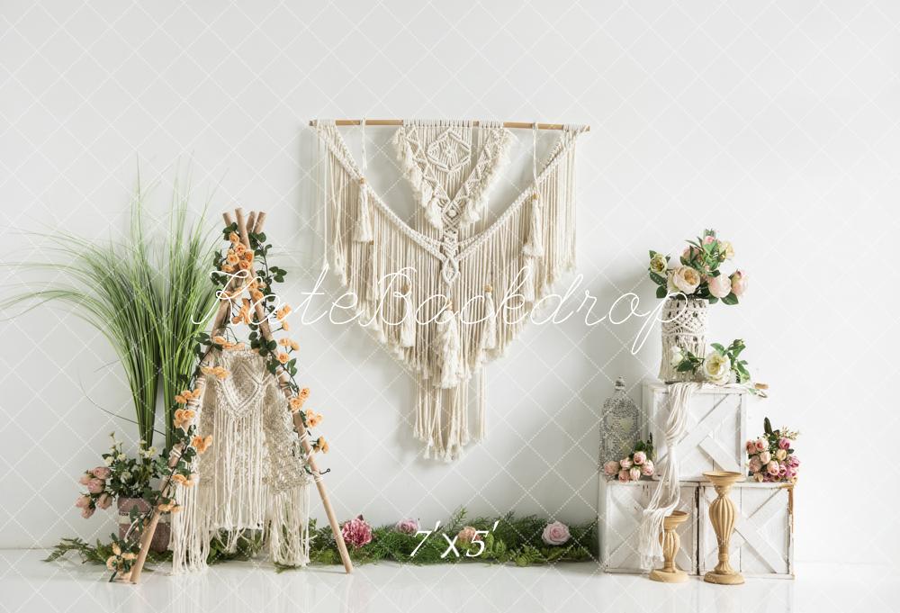 Kate Boho Printemps Tente Fleurs Toile de fond conçu par Emetselch - Kate Backdrop FR