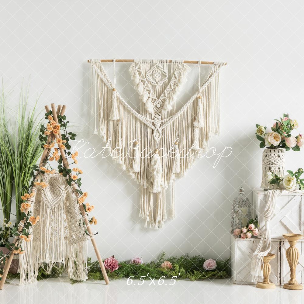 Kate Boho Printemps Tente Fleurs Toile de fond conçu par Emetselch - Kate Backdrop FR