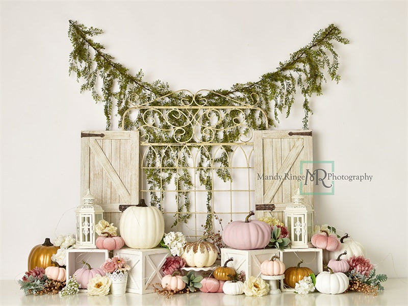 Kate Jardin Portail Citrouilles Automne Toile de fond conçue par Mandy Ringe - Kate Backdrop FR