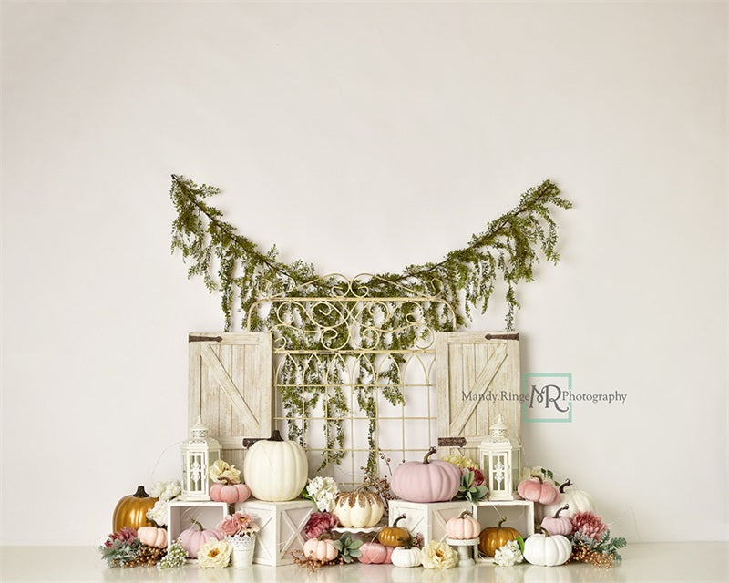 Kate Jardin Portail Citrouilles Automne Toile de fond conçue par Mandy Ringe - Kate Backdrop FR