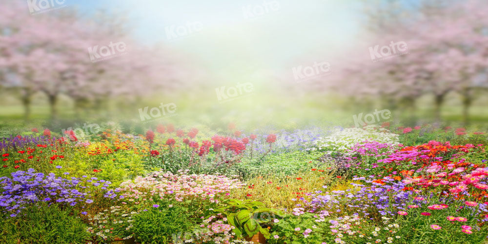 Kate Printemps Jardin Fleurs épanouies Coloré Toile de fond conçue par Chain Photographie