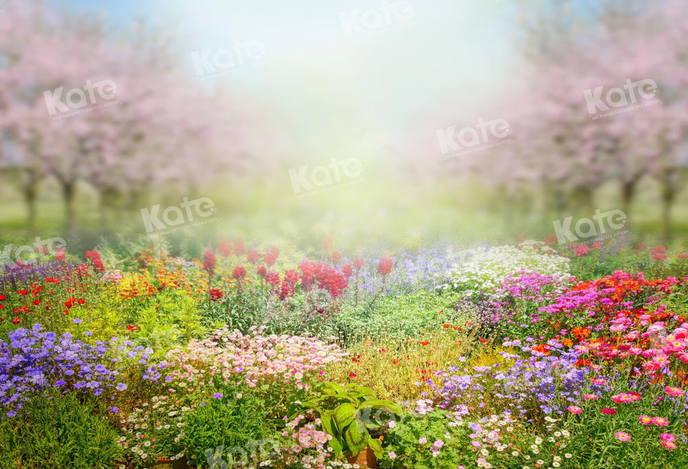 Kate Printemps Jardin Fleurs épanouies Coloré Toile de fond conçue par Chain Photographie