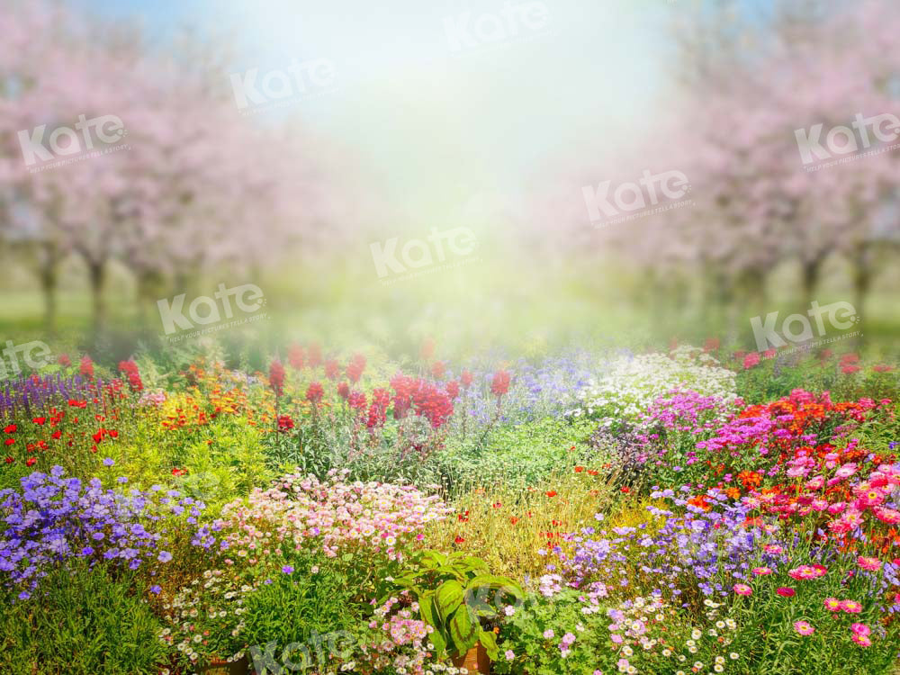 Kate Printemps Jardin Fleurs épanouies Coloré Toile de fond conçue par Chain Photographie