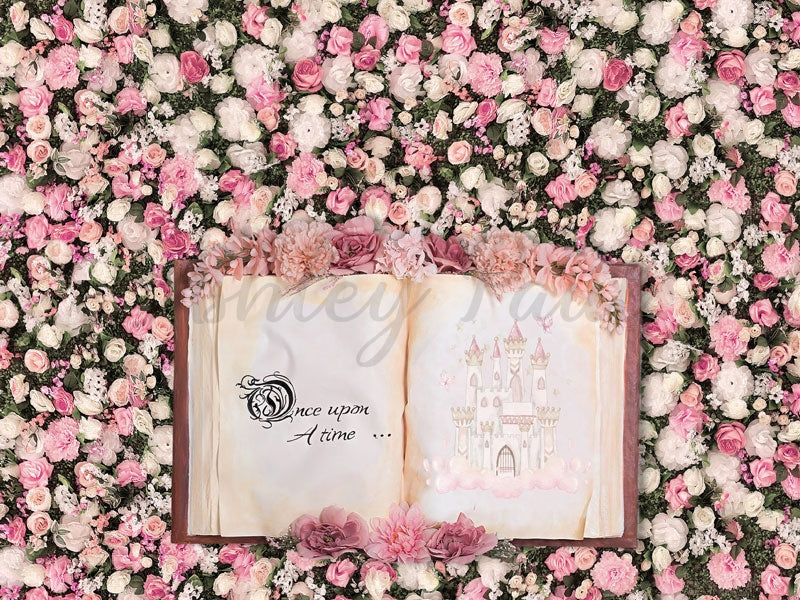 Kate Rose Livre Fleurs Saint-Valentin Toile de fond conçu par Ashley Paul - Kate Backdrop FR