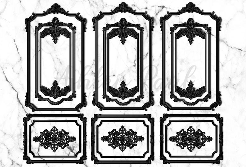Kate Mur de marbre Noir & Blanc Toile de fond conçu par Ashley Paul - Kate Backdrop FR