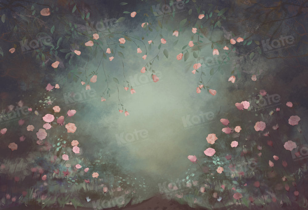 Kate Beaux-Arts Vert Foncé Floral Toile de fond conçue par GQ