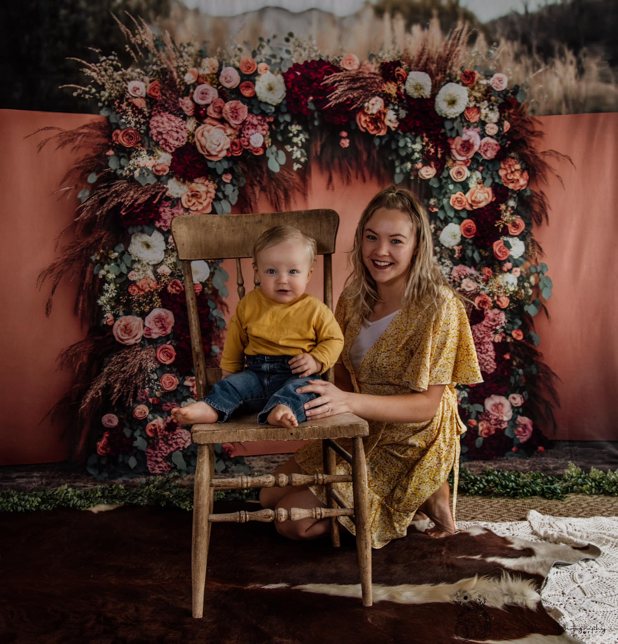 Kate Fleurs Bohème Jaune Extérieur Toile de fond conçue par Mini MakeBelieve - Kate Backdrop FR