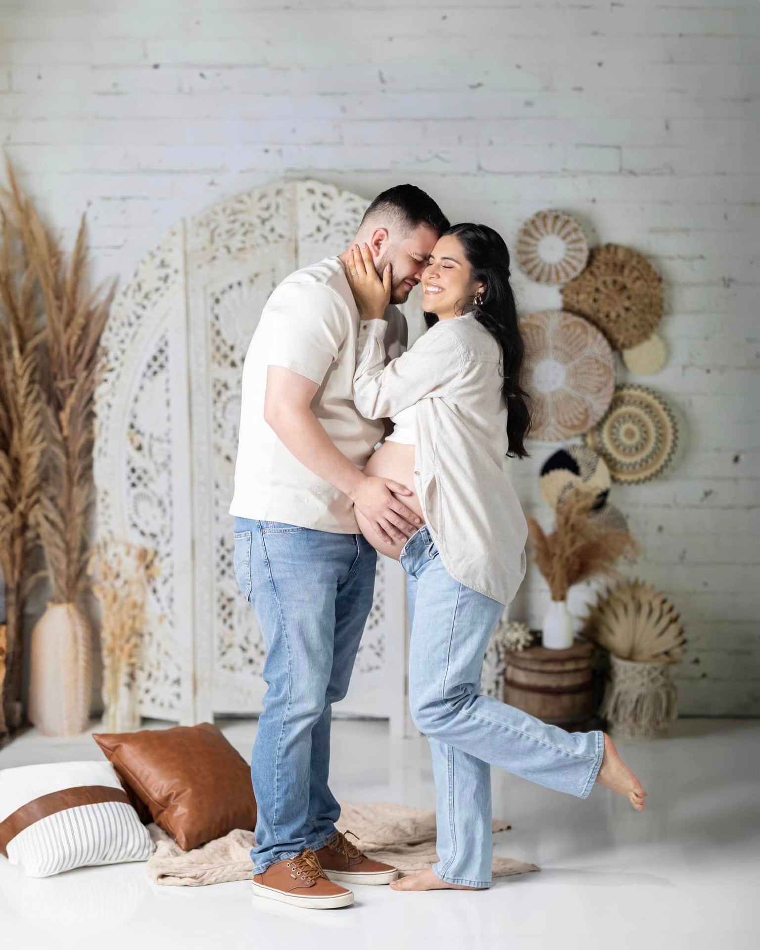 Kate Boho Herbe des pampas Beige Toile de fond conçue par Mandy Ringe Photographie