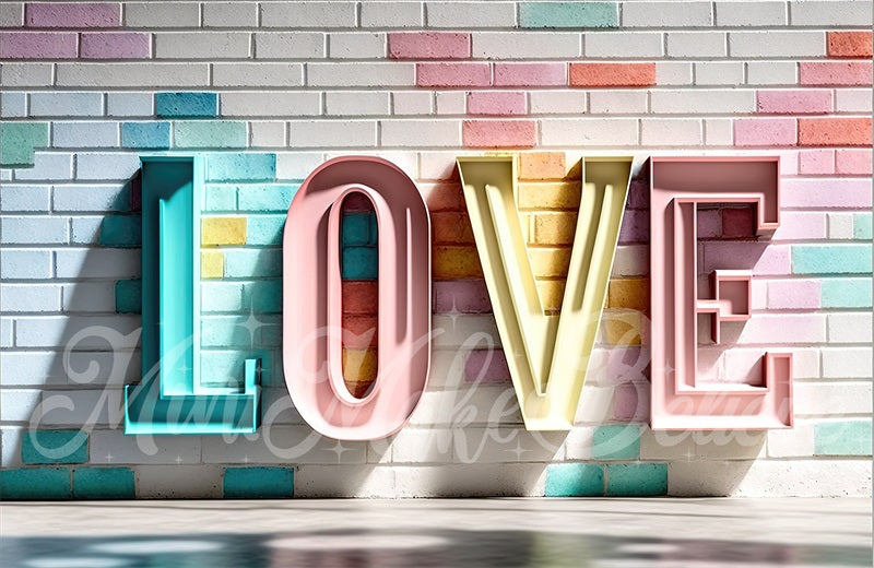 Kate Pastel Métal Lettres d'amour Mur de briques Toile de fond conçue par Mini MakeBelieve - Kate Backdrop FR
