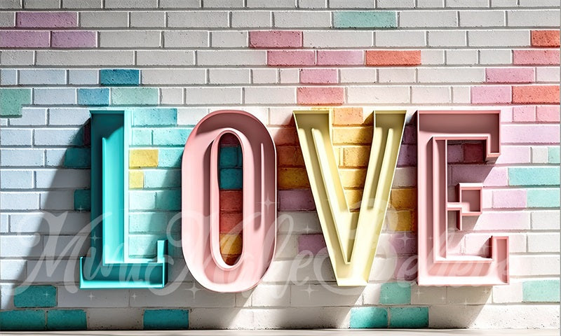 Kate Pastel Métal Lettres d'amour Mur de briques Toile de fond conçue par Mini MakeBelieve - Kate Backdrop FR