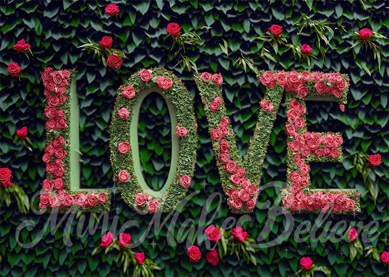 Kate Saint-Valentin Fleur rouge Lettres d'amour Toile de fond conçue par Mini MakeBelieve
