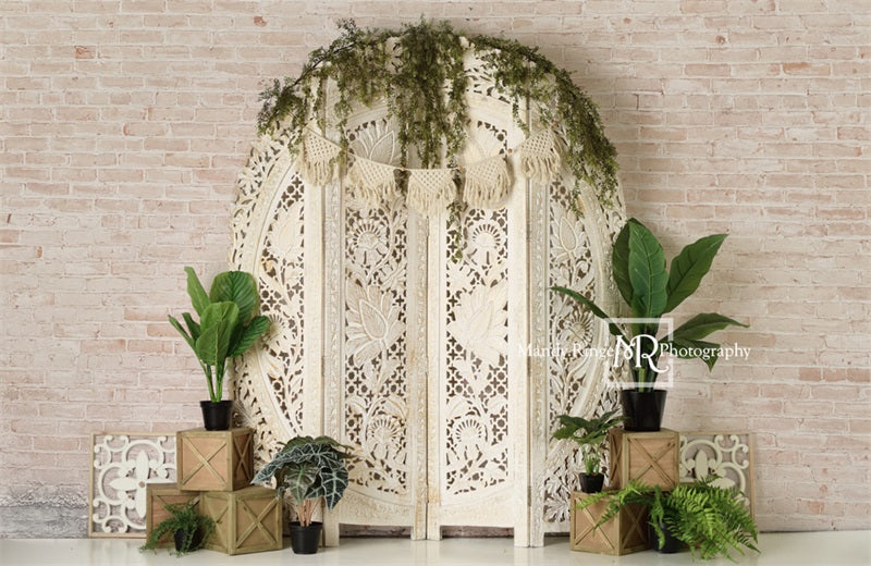 Kate Bohème Plantes Mur de Briques Toile de fond conçue par Mandy Ringe - Kate Backdrop FR