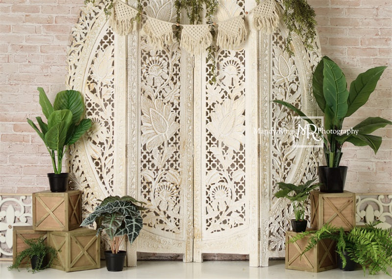 Kate Bohème Plantes Mur de Briques Toile de fond conçue par Mandy Ringe - Kate Backdrop FR