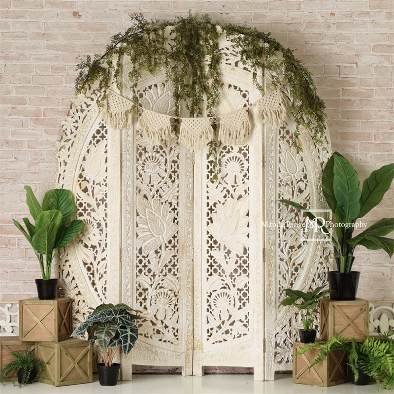 Kate Bohème Plantes Mur de Briques Toile de fond conçue par Mandy Ringe - Kate Backdrop FR