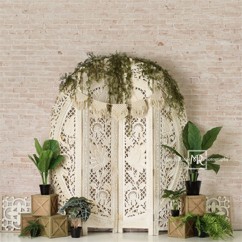 Kate Bohème Plantes Mur de Briques Toile de fond conçue par Mandy Ringe - Kate Backdrop FR