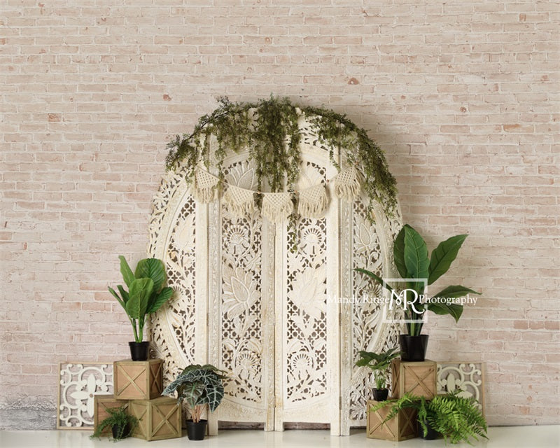 Kate Bohème Plantes Mur de Briques Toile de fond conçue par Mandy Ringe - Kate Backdrop FR