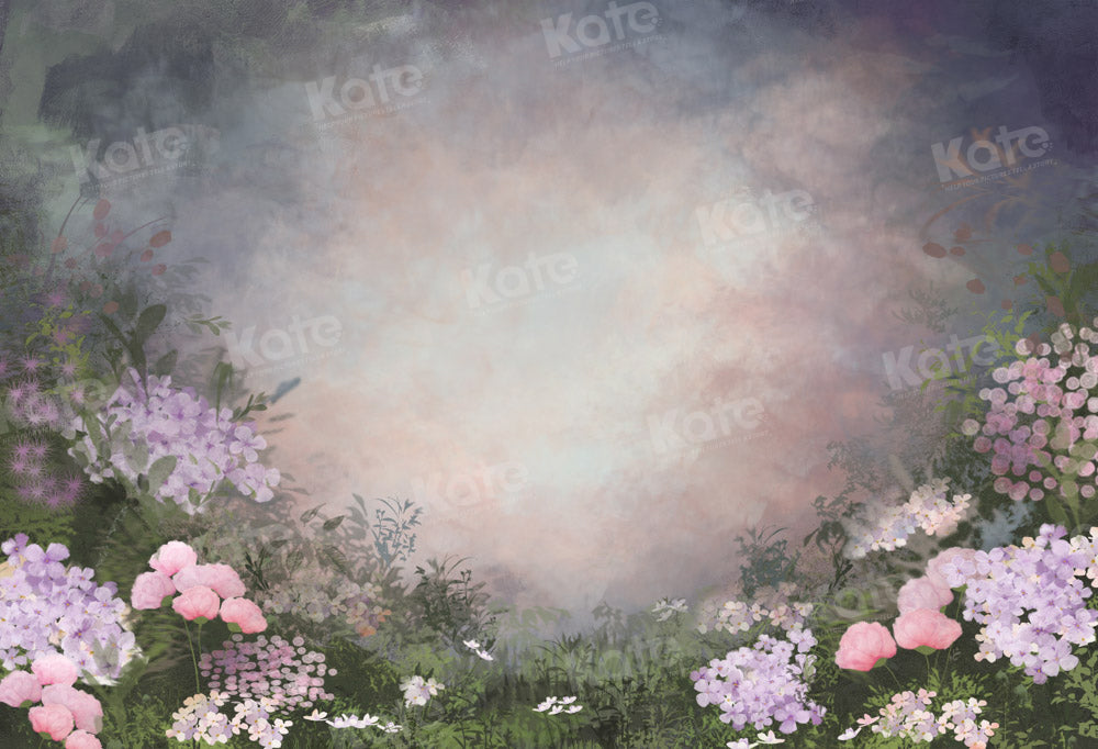 Kate Printemps Jardin Fleurs Violet Toile de fond conçue par GQ