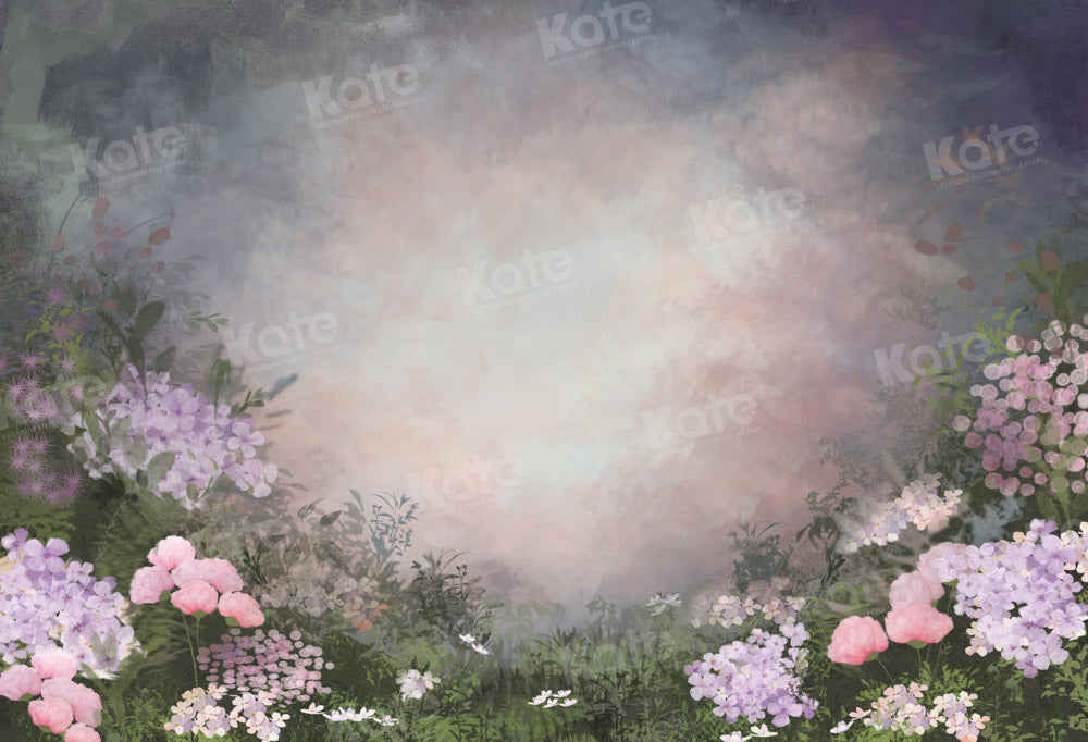 Kate Printemps Jardin Fleurs Violet Toile de fond conçue par GQ - Kate Backdrop FR