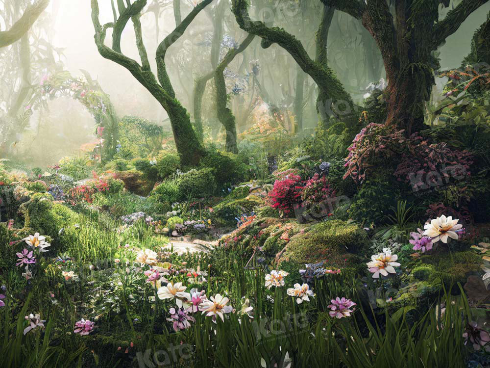 Kate Forêt Magique Fantaisie Jungle Fleurs Herbe Toile de fond Conçu par Chain Photographie - Kate Backdrop FR