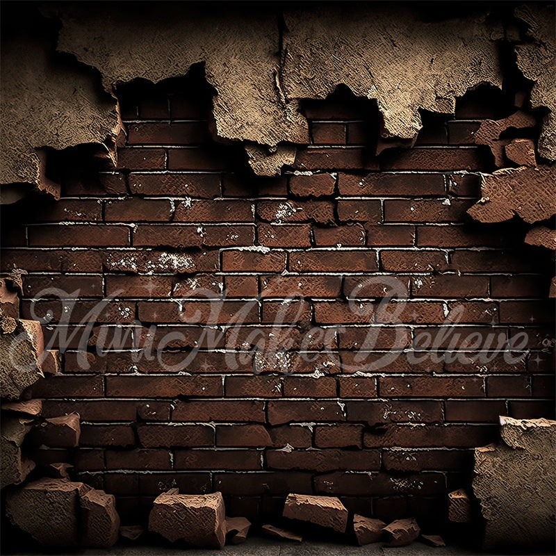 Kate Super-héros Fissuré Brun Mur de briques Toile de fond conçue par Mini MakeBelieve